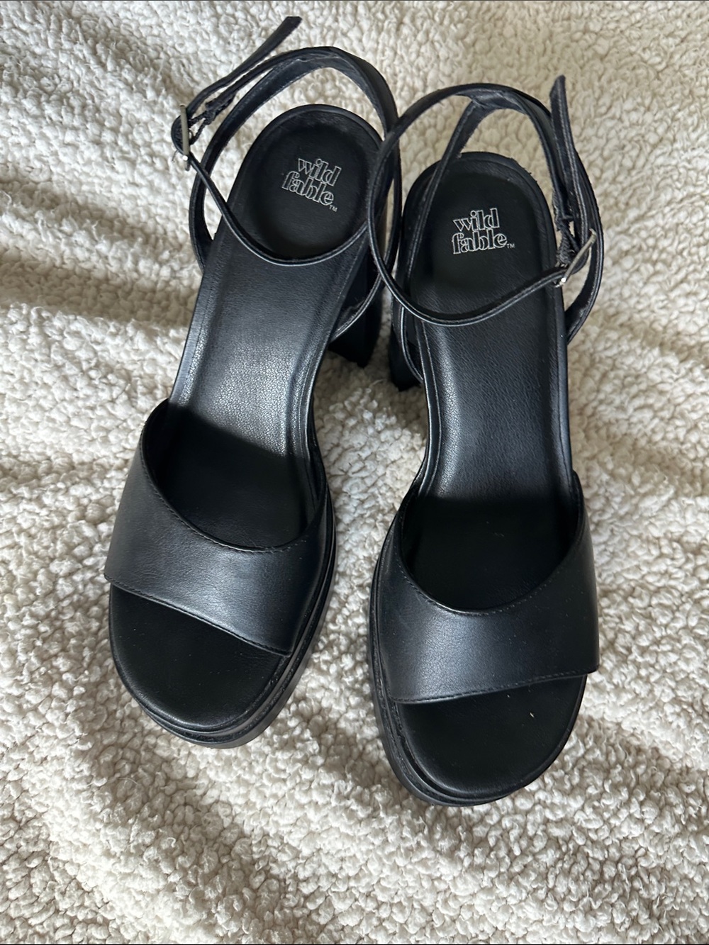 wild fable Black Platform Block Heel Sandals - Picture 2 of 4